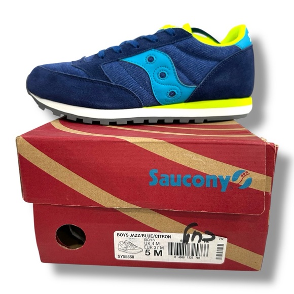 Saucony Jazz Low Pro Blue Green Athletic Shoes Training boys Size 5 - Picture 3 of 9
